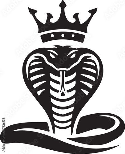 Fierce crowned cobra snake icon vector with detailed hood and crown