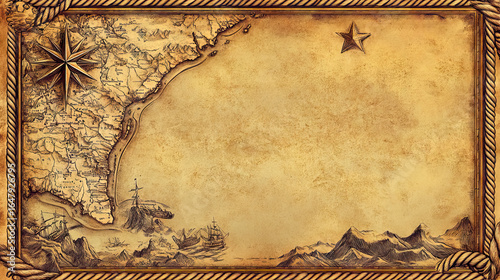 Intricate vintage map illustration featuring nautical details and aged parchment texture for California Admission Day