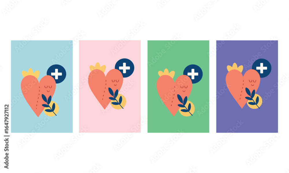 Medical Love Heart Vector – Healthcare and Wellness Symbol in Color Variations Medical Love Heart Vector – Healthcare and Wellness Symbol in Color Variations