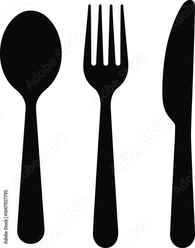 Spoon fork knife silhouette cutlery eating utensils