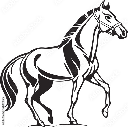 Majestic Horse in Striking Black and White Silhouette A Symbol of Power Grace and Unbridled Spirit