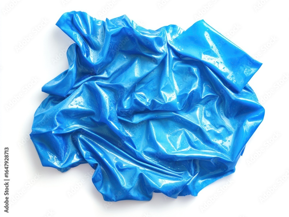 Fototapeta premium Crumpled blue shiny fabric