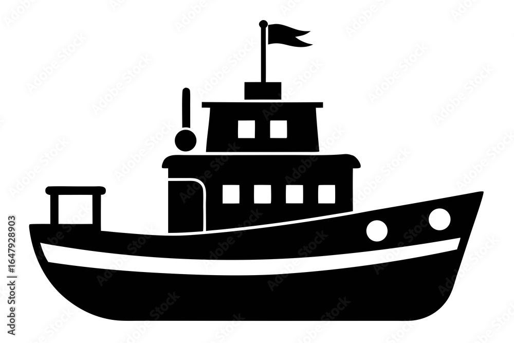 Obraz premium Tugboat vector silhouette