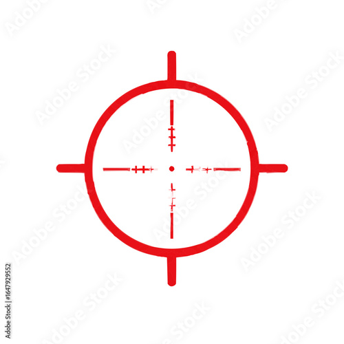 Illustration of a red crosshair target with a central dot and horizontal and vertical lines on transparent background