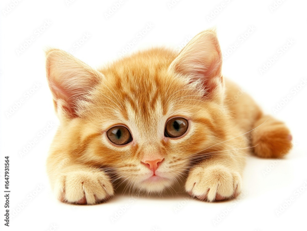 Obraz premium Cute ginger kitten lying down