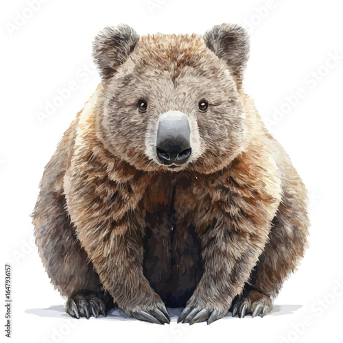 Wombat, watercolor illustration vector, isolated on a white background.