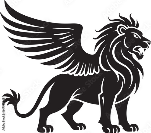 Wallpaper Mural "Majestic Winged Lion Silhouette: Mythical Creature Design" vector graphics Torontodigital.ca