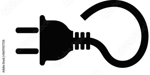 Electric plug with yellow lightning bolt icon indicating power connection and energy concept
