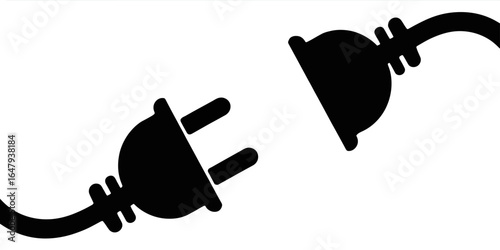 Silhouette of power plug and socket symbolizing connections and electrical energy concepts