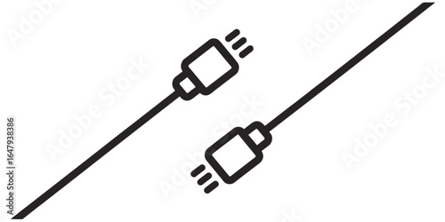 Illustration of usb cables with connectors in black and white vector format for digital usage