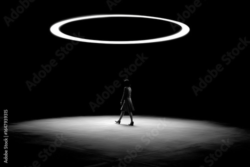 silhouette of a man in a spotlight