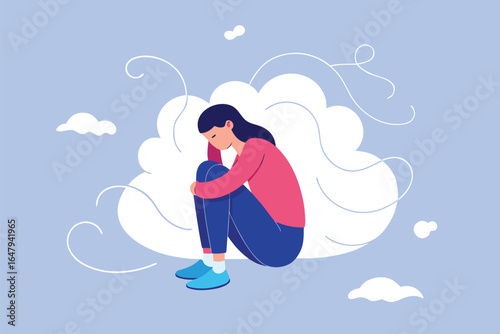 Woman sitting in a fetal position feeling sad lonely, sad, lonely, depression, anxiety, mental health, emotion, feeling, despair, isolation, stress, worry, sadness, pain, suffering, woman, girl, perso