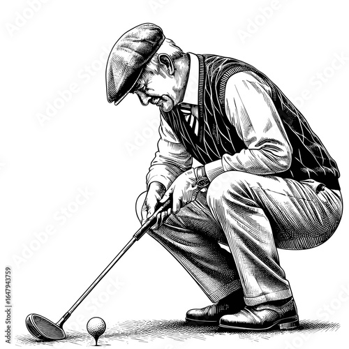 Man playing golf against plain background