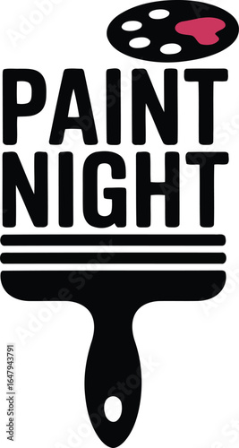 Paint Night Vector Graphic with Palette and Brush for Art Events and Creative Workshops