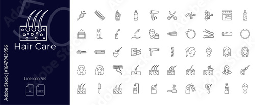 Hair Care Line Editable Icons set. Vector illustration in modern thin line style of Hair Care icons: care, salon, hairdresser, etc