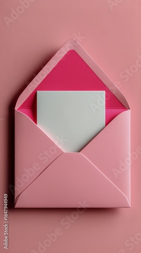 Stylish Pink Envelope With Blank Card Ready for a Personal Message During a C...