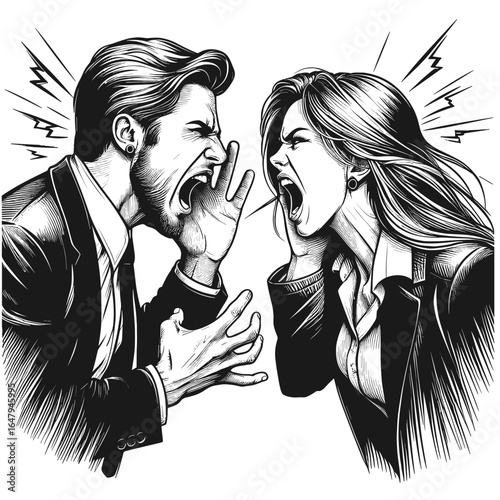 Two people arguing face to face
