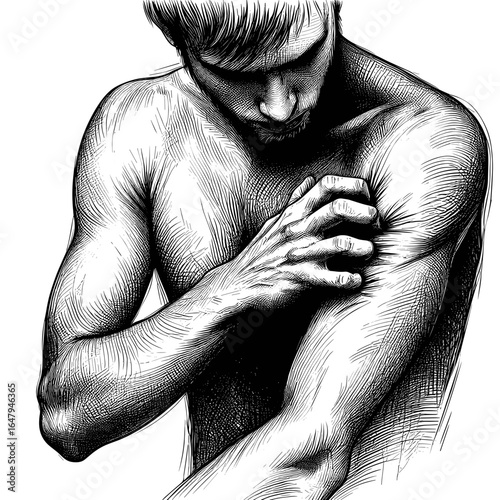 Man clutching chest in pain against plain background