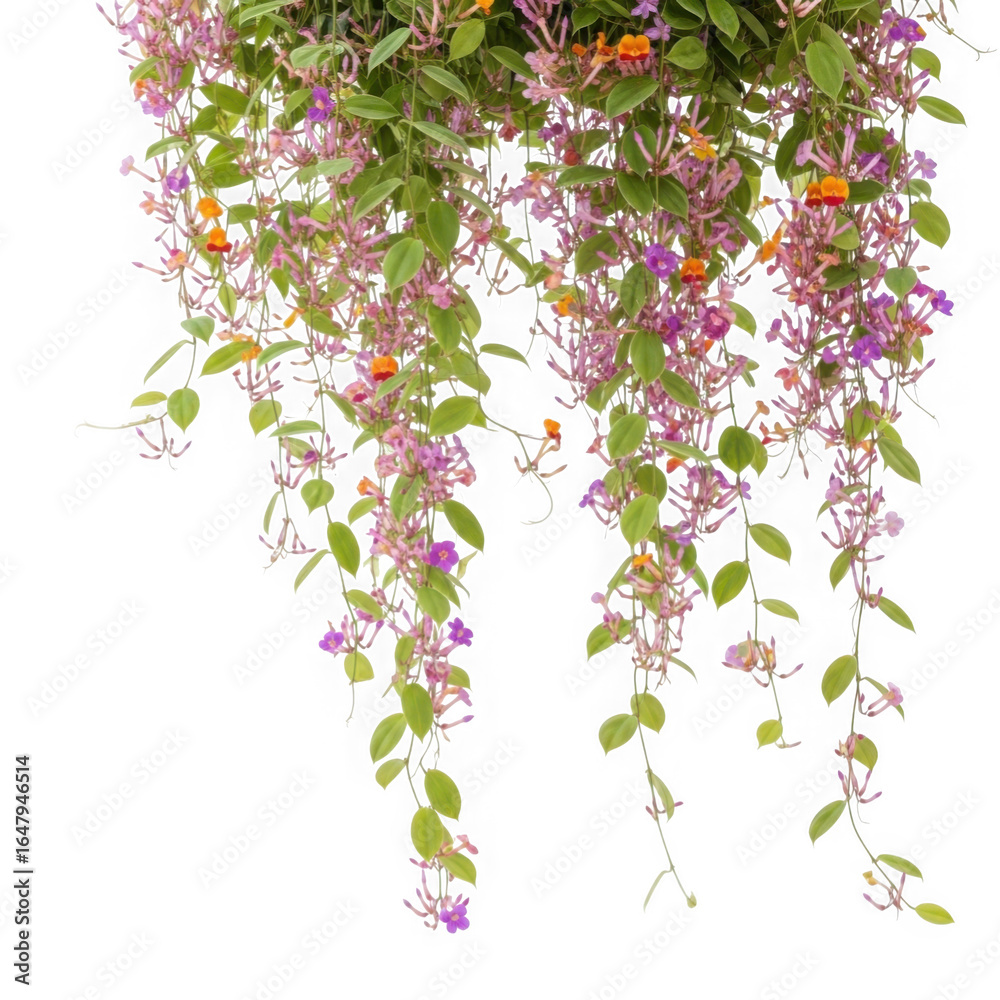 Fototapeta premium Cascading orchid blooms isolated on transparent background