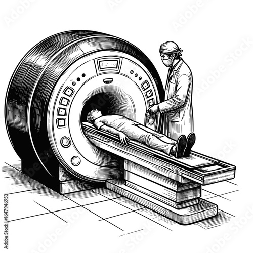 Medical staff preparing patient for MRI scan in hospital