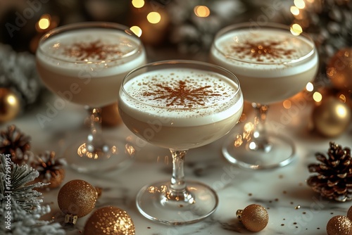 Festive Cocktails With Festive Decorations During a Winter Celebration.