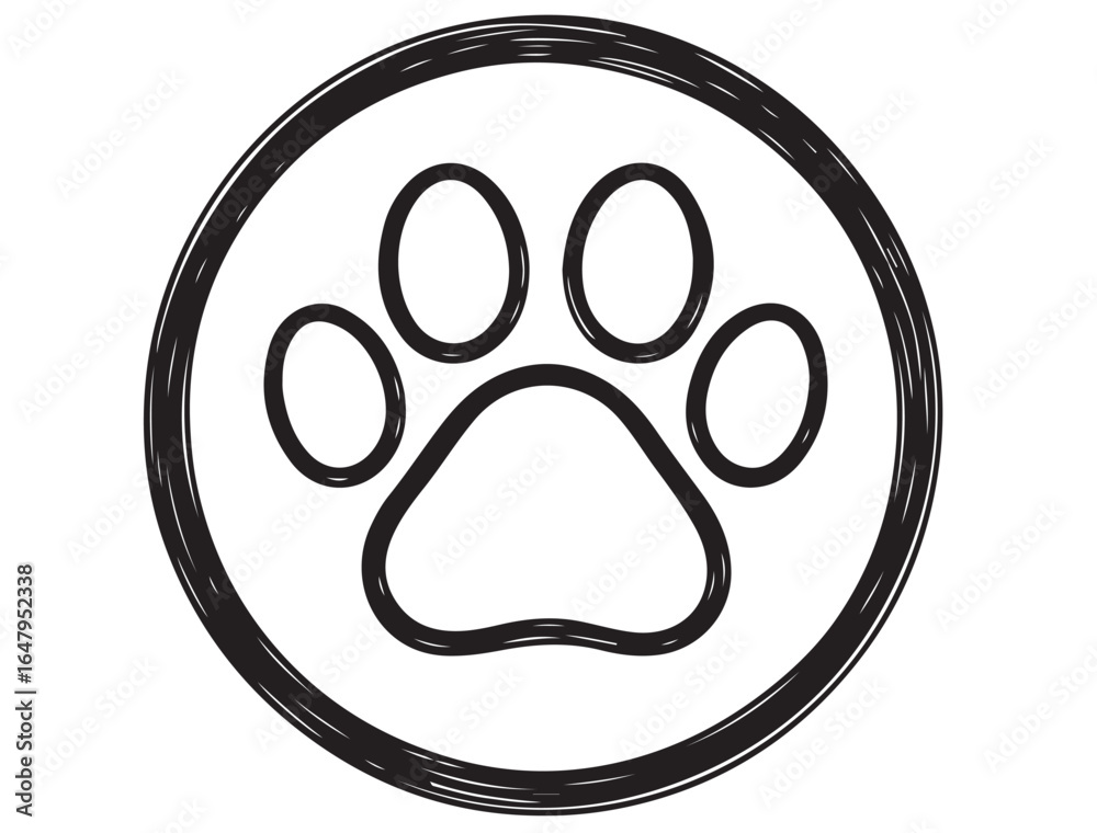 Obraz premium DOG PAW IN CIRCLE SILHOUETTE