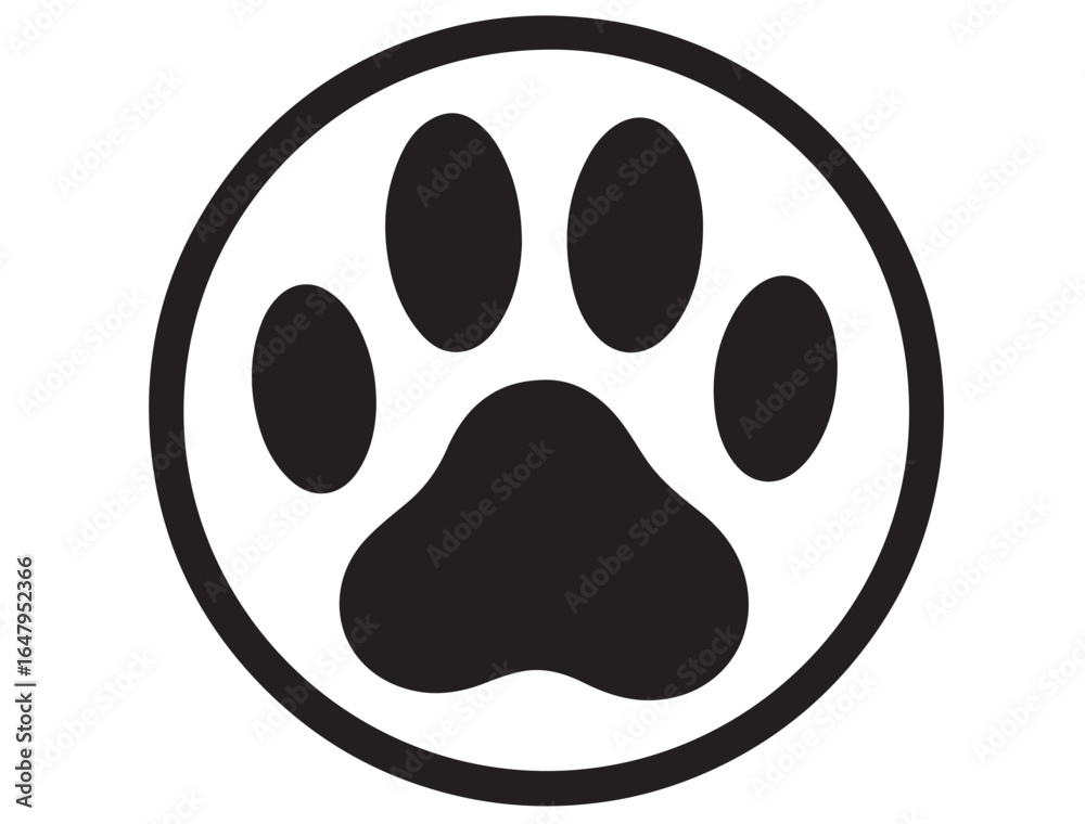Fototapeta premium DOG PAW IN CIRCLE SILHOUETTE