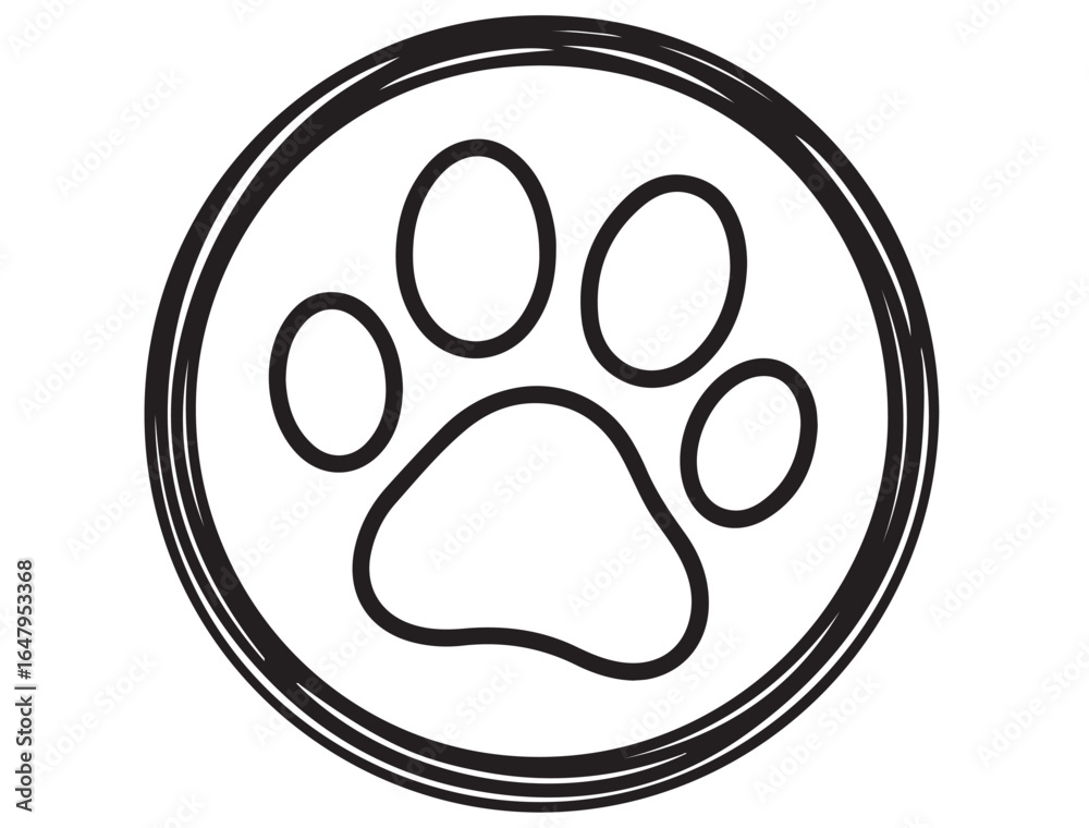 Obraz premium DOG PAW IN CIRCLE SILHOUETTE