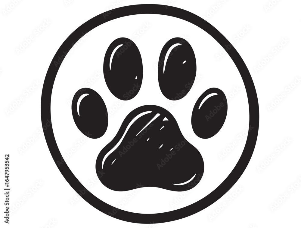 Fototapeta premium DOG PAW IN CIRCLE SILHOUETTE