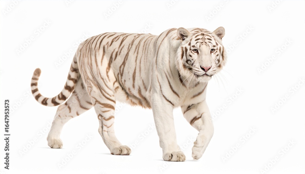 Fototapeta premium Majestic White Tiger on Plain Background