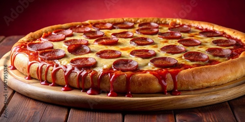 Close-up of a Pepperoni Piz...