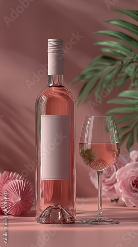 Refreshing Rose Wine Paired With Delicate Flowers in a Stylish Setting