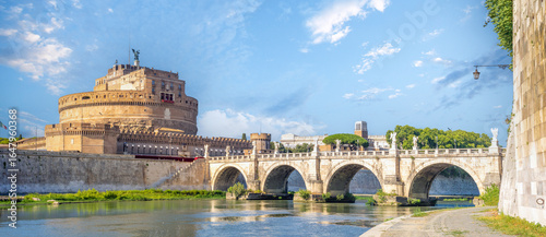 Fascinating promenade along the shores of the Tiber river in Rome, Lazio, Italy