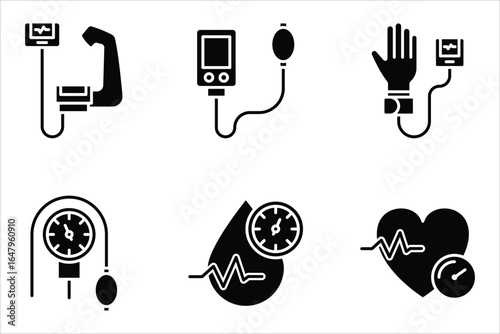 Blood pressure icon set, vector illustration on white background