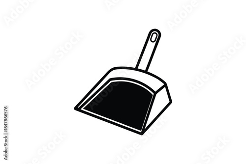 A dustpan with a handle for cleaning purposes silhouette