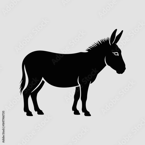 Donkey Silhouette on Gray Background