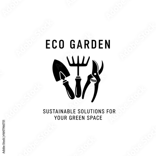 Eco garden tools illustration with sustainable solutions for green space