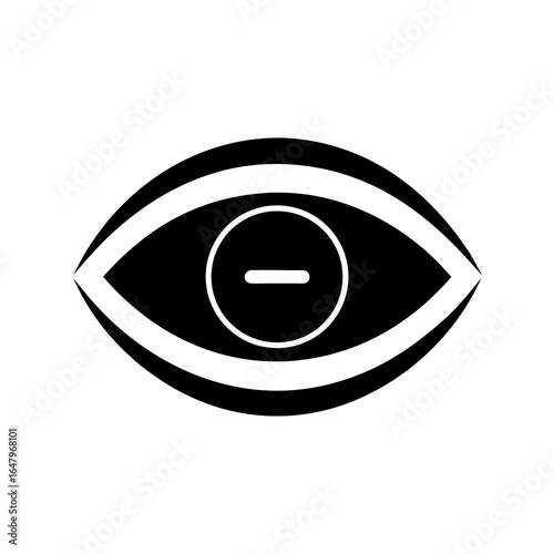 Black Eye Icon with Minus Symbol vision sight