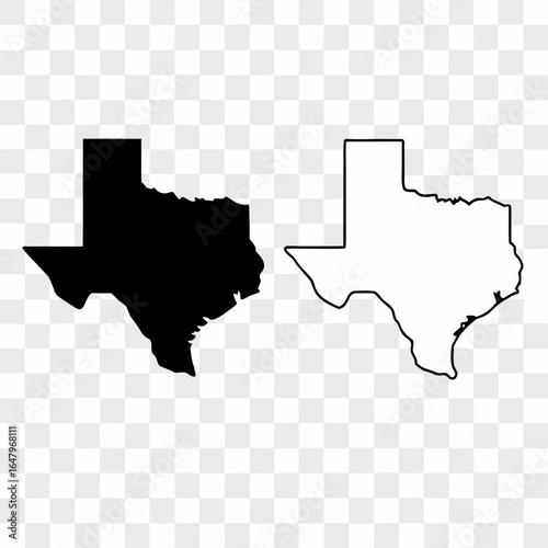 Black and white Texas state map outlines silhouette