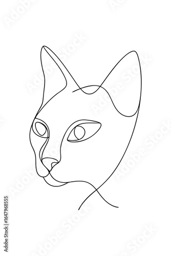 Minimalist single line drawing a cat face profile feline animal