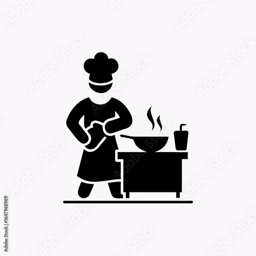 Silhouette of a chef cooking in a kitchen food culinary