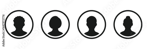 Profile avatar icons set, silhouette profile icons, placeholder user images, default user profile picture, flat vector avatar placeholders for apps and websites.