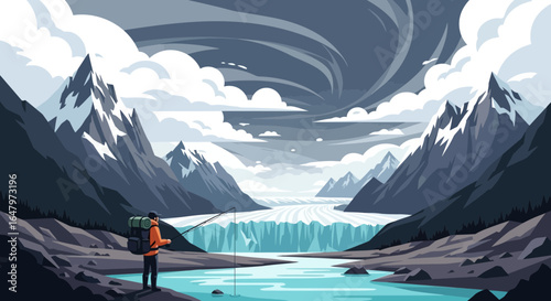 mountain landscape with river