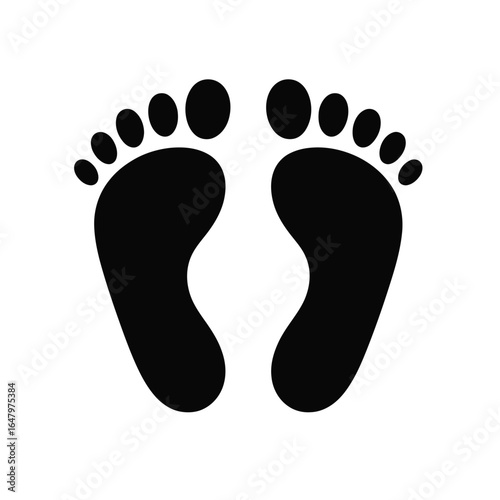 Black footprints toes soles