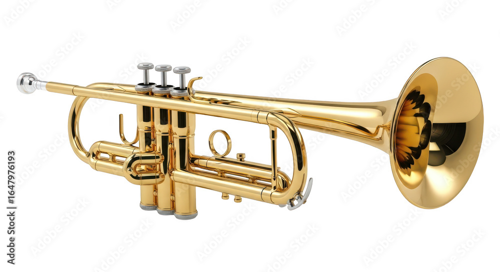 Obraz premium Golden trumpet isolated on transparent background
