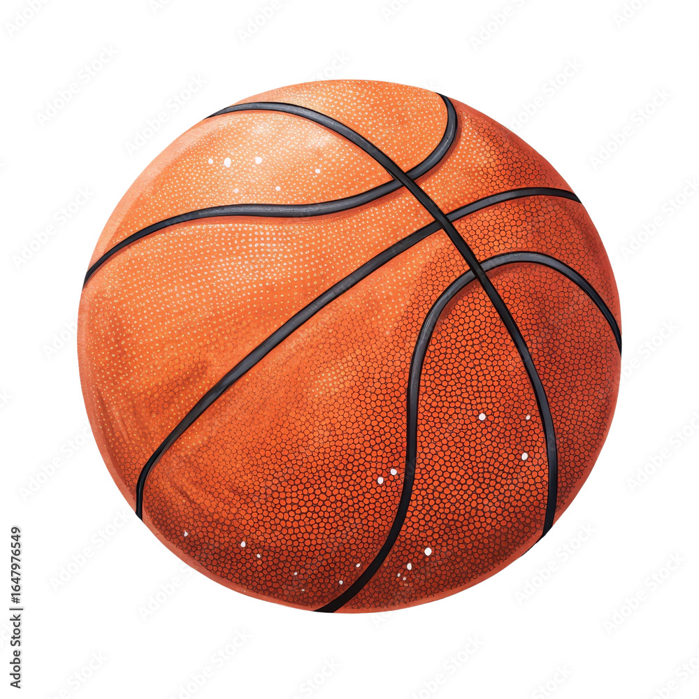 Fototapeta premium Hand-Drawn Basketball Illustration, Isolated on Transparent Background, Sport, Game, Ball, Basketball, Sports, Illustration