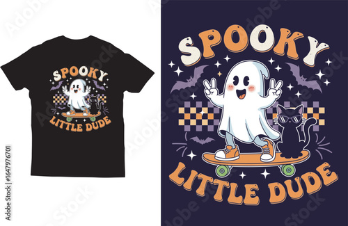 Spooky little dude cute ghost halloween t-shirt design