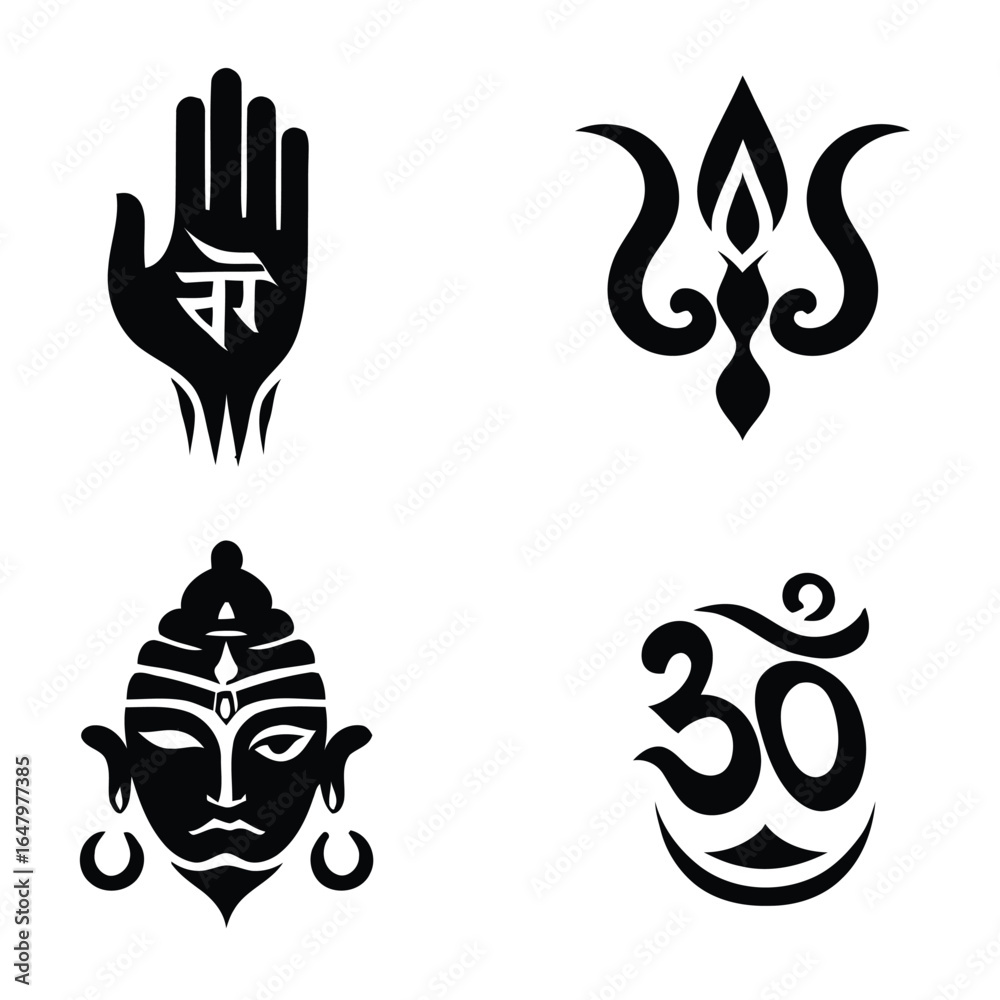 Fototapeta premium Indian cultural symbols shiva trident