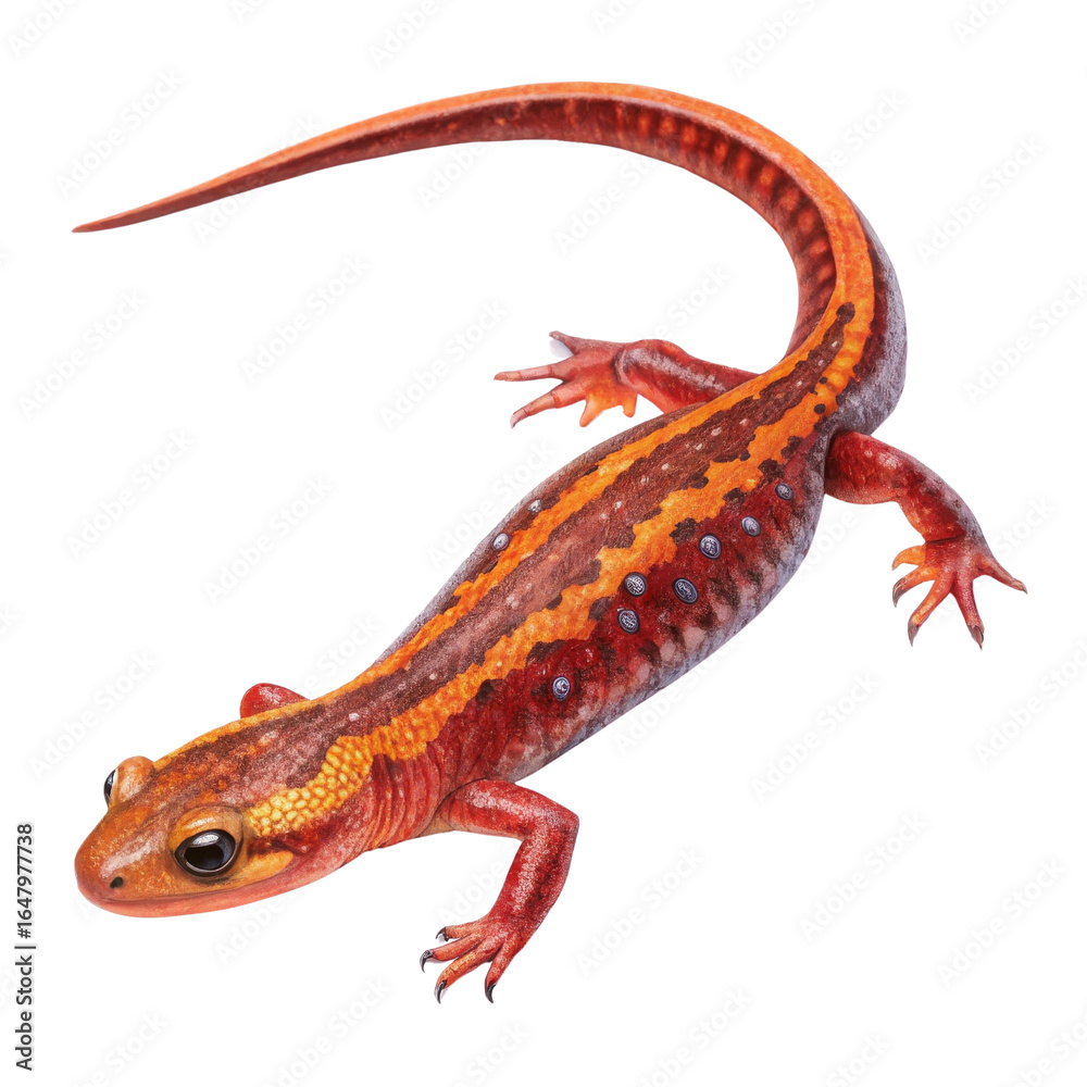 Obraz premium Orange and Brown Salamander Illustration, Isolated on Transparent Background, Reptile, Amphibian, Animal, Salamander, Reptile, Illustration