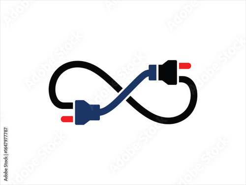 Interconnected electrical plugs forming infinity symbol cables